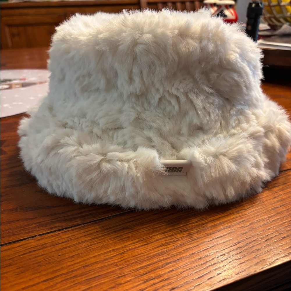 UGG Plush Faux Fur Hat in Cream